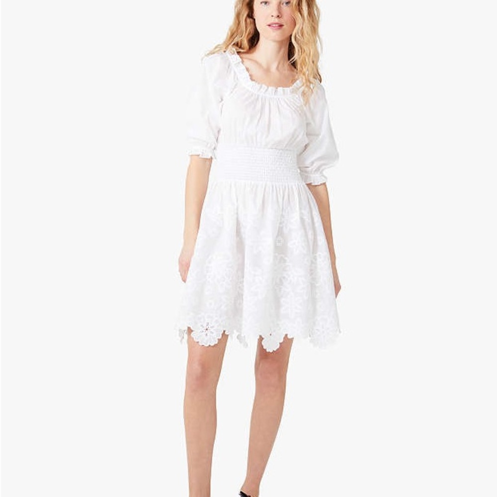Kate Spade Broderie Anglaise Smocked-waist Dress (L)